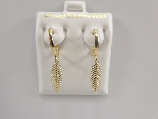 10k real yellow gold wheat dangle plain huggie earrings