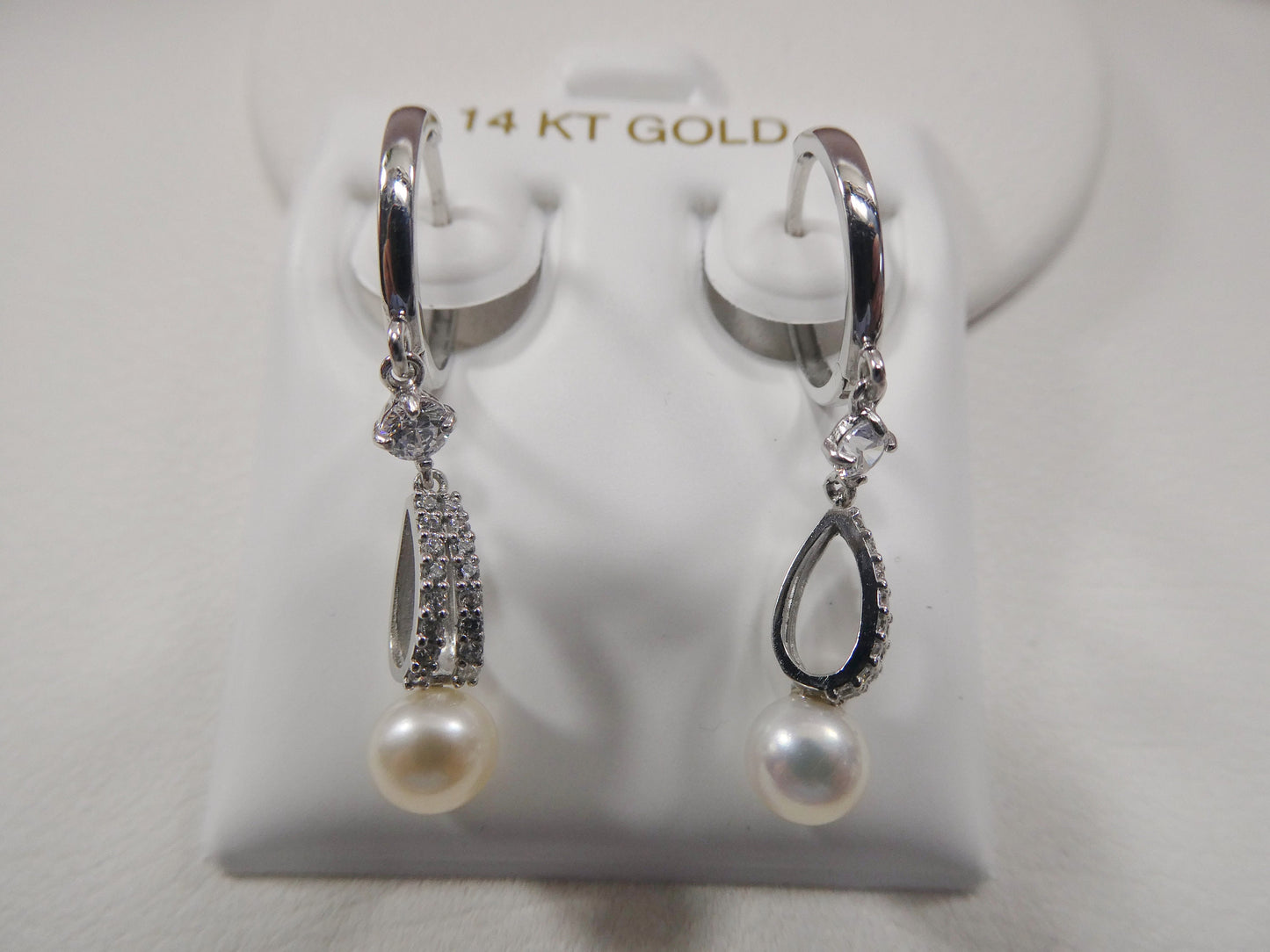10k Real Solid Yellow Gold Dropping Real Water Fresh Pearl Earrings