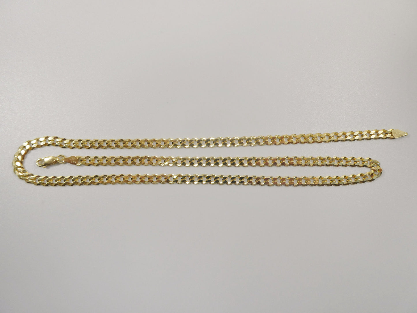 real 925 sterling silver solid curb chain 14k yellow gold finish