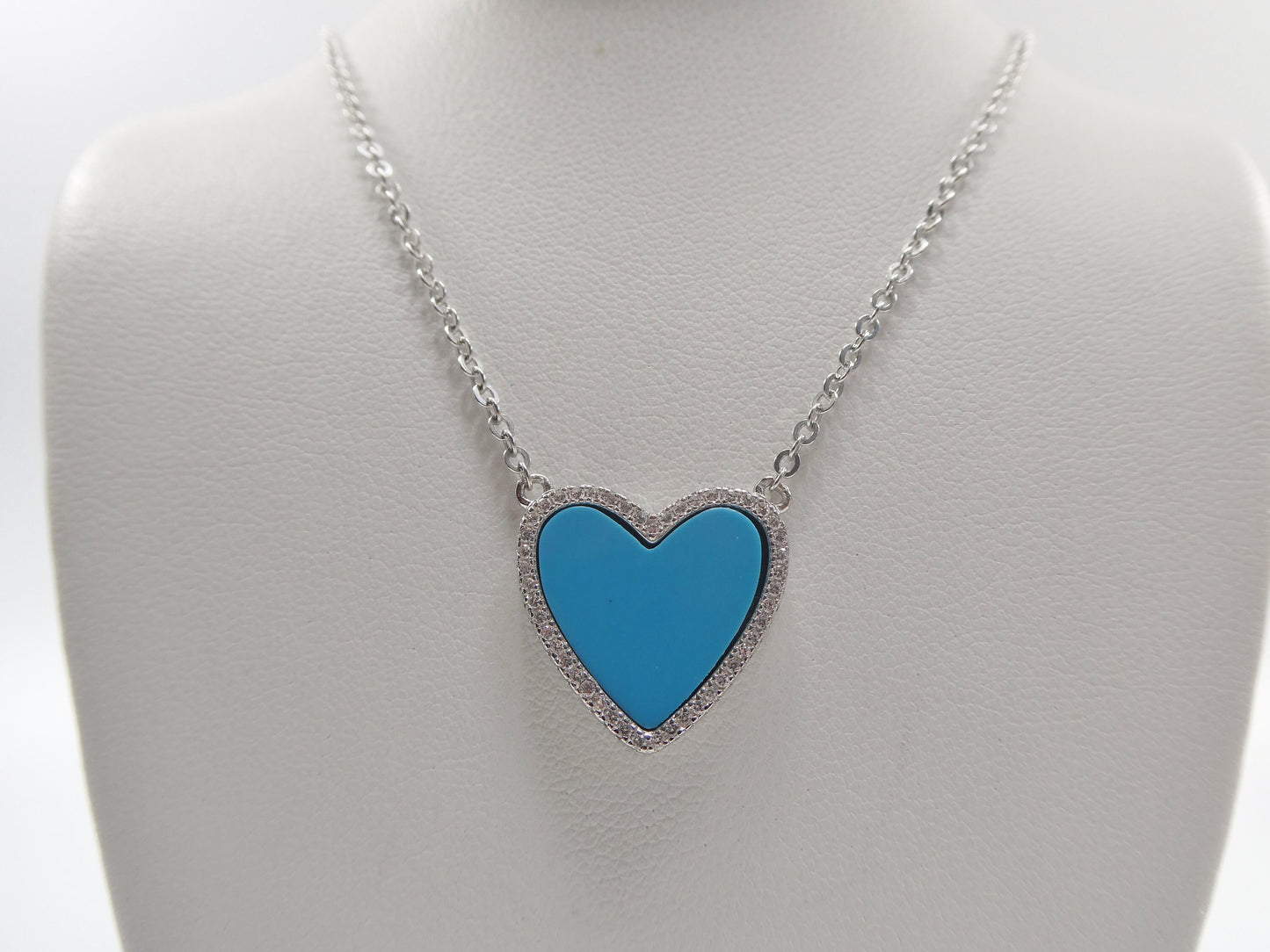 Turquoise Heart Necklace: 925 Sterling Silver, 14k Gold Finish