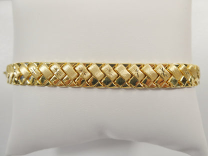 14k Gold Finish Sterling Silver Basket Bracelet (10mm)