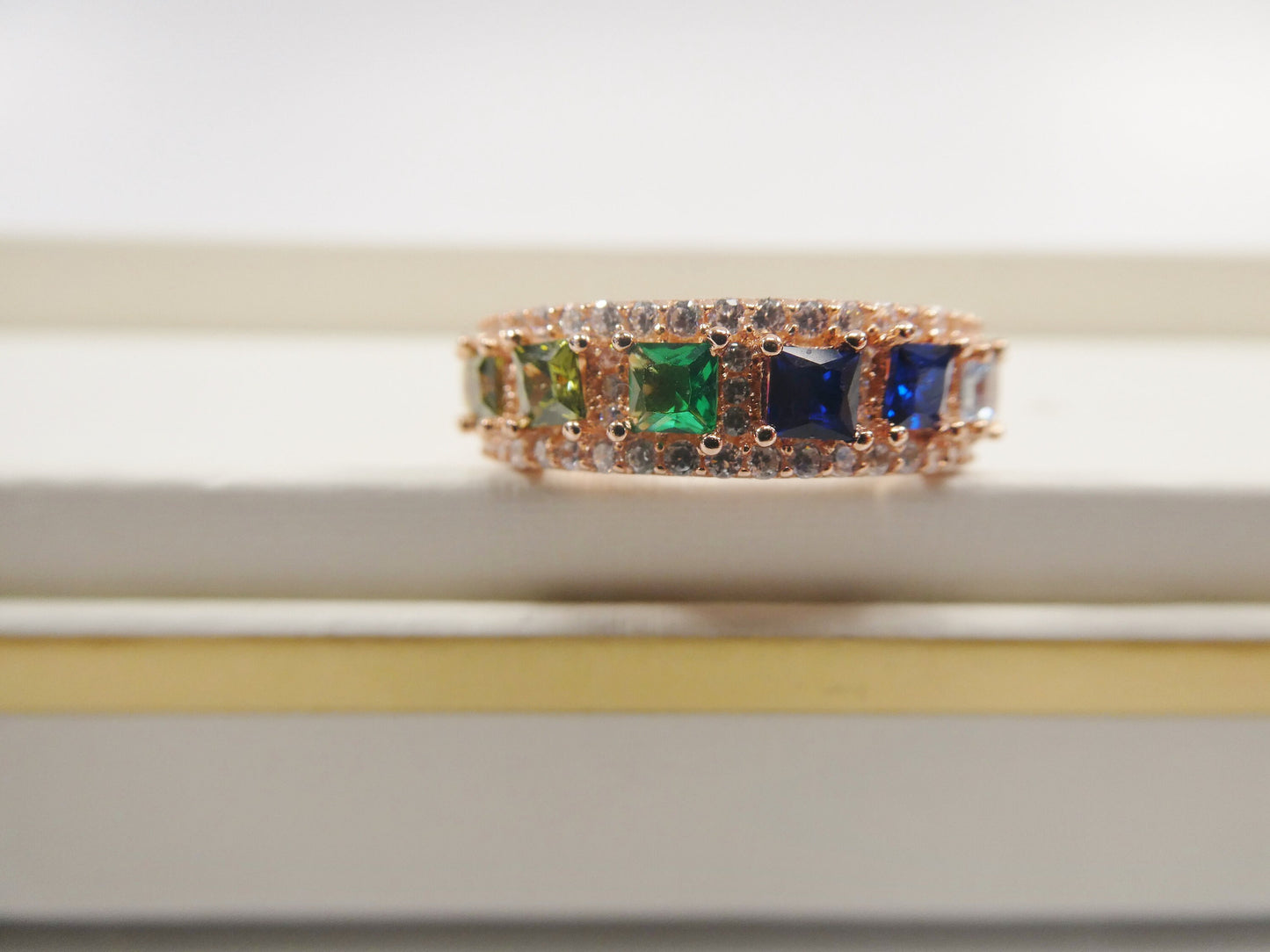 Sterling Silver Anniversary Band, Rainbow Multi Color Ring