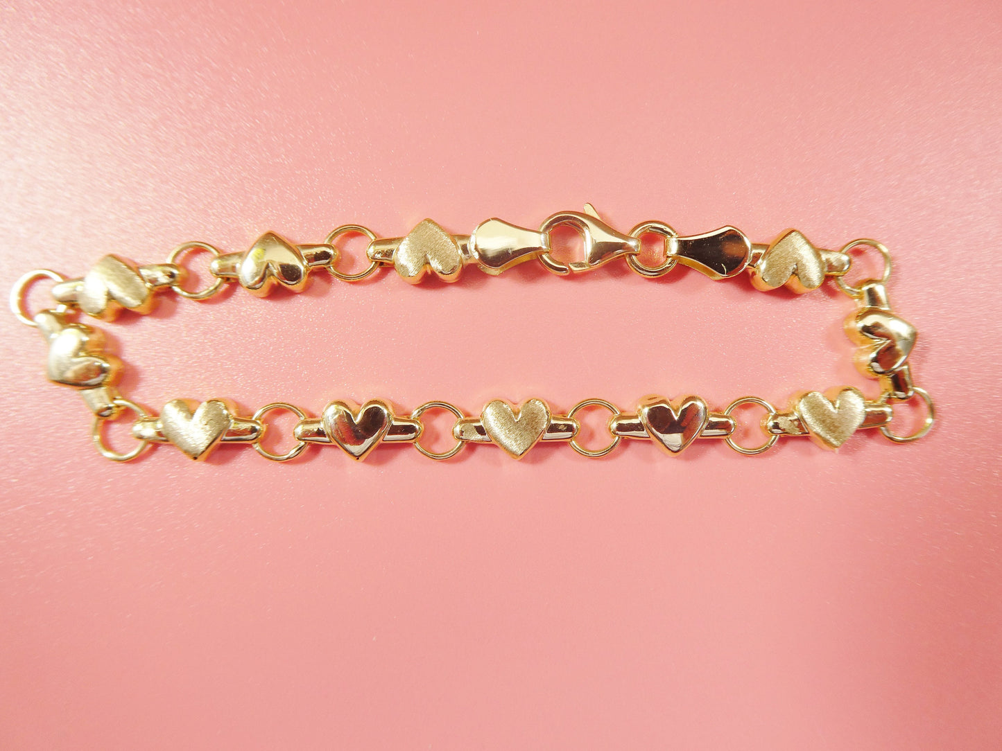 14k real solid yellow gold heart 6 inch baby bracelet