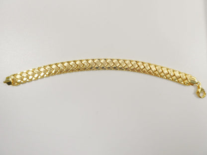 14k Gold Finish Sterling Silver Basket Bracelet (10mm)