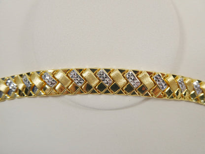 14k Gold Finish Sterling Silver Basket Bracelet (10mm)