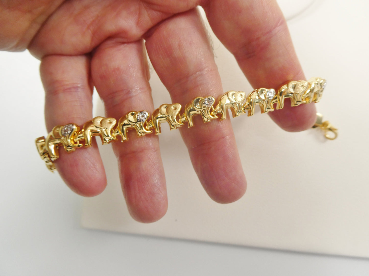 Sterling Silver Two-Tone Elephant Bracelet: 14k Gold Finish