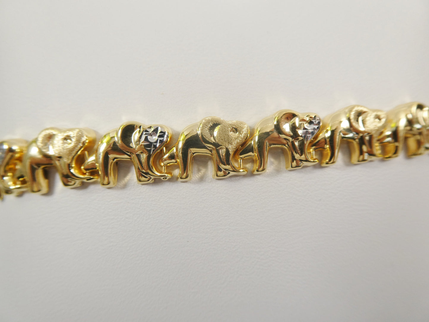 Sterling Silver Two-Tone Elephant Bracelet: 14k Gold Finish