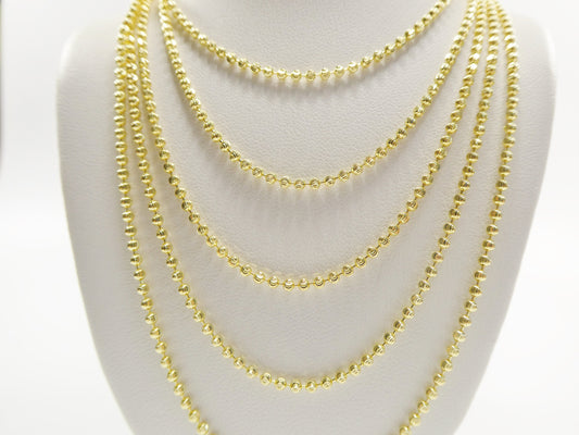 real 2mm 925 sterling silver moon cut chain 14k yellow gold finish