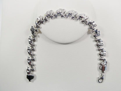 Sterling Silver Elephant Bracelet: 14k White Gold Finish