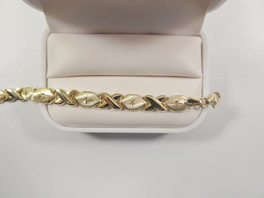 10k Solid Yellow Gold XOXO Bracelet (7 or 8 inch)