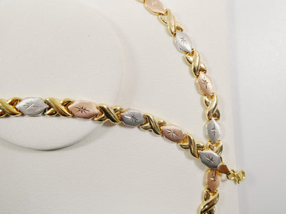 Sterling Silver XOXO Necklace Bracelet Set - 14k Gold Finish