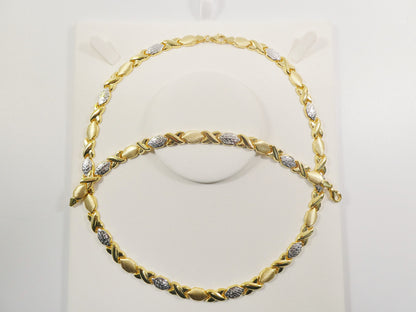 Sterling Silver XOXO Necklace Bracelet Set - 14k Gold Finish