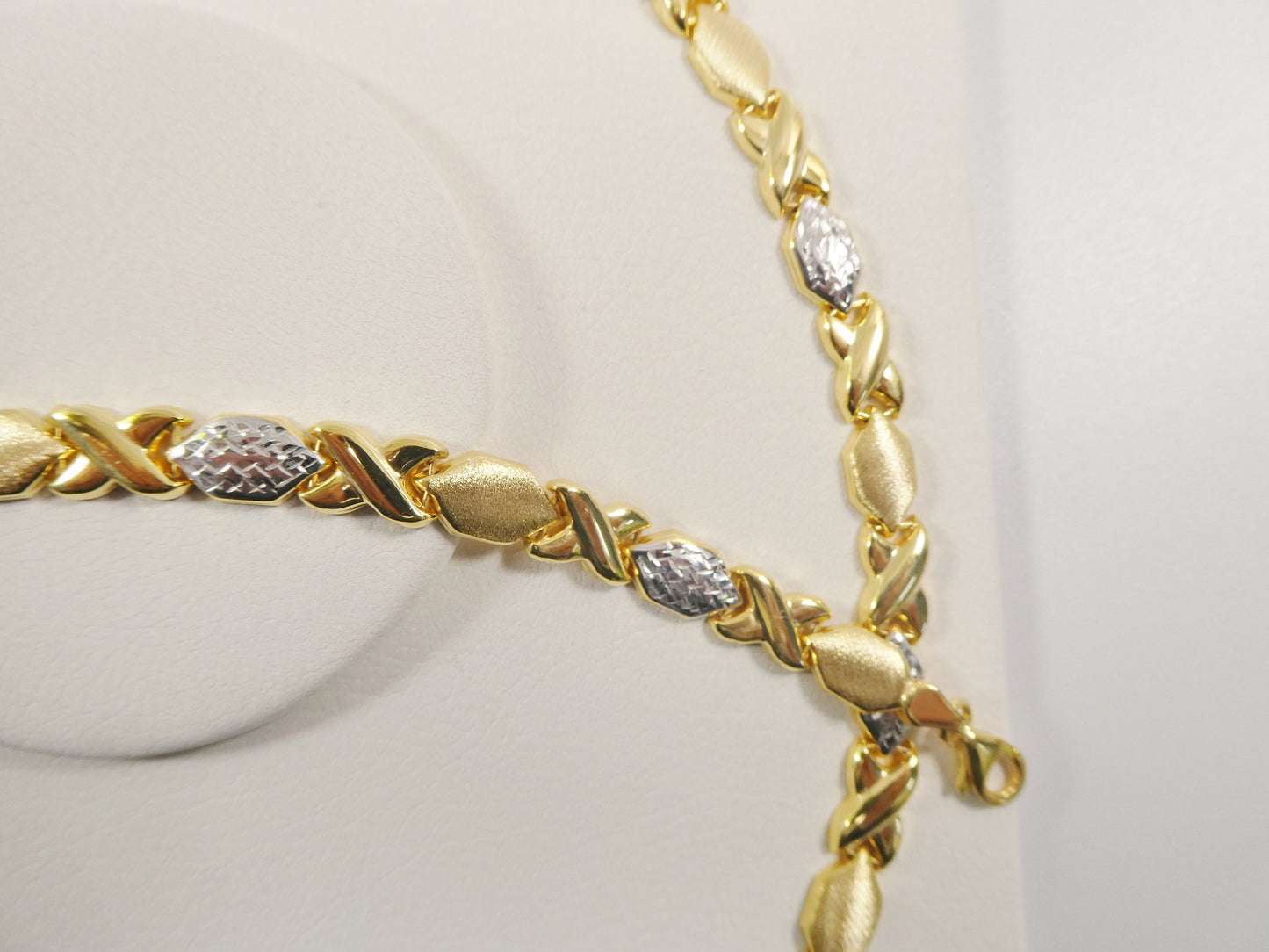 Sterling Silver XOXO Necklace Bracelet Set - 14k Gold Finish