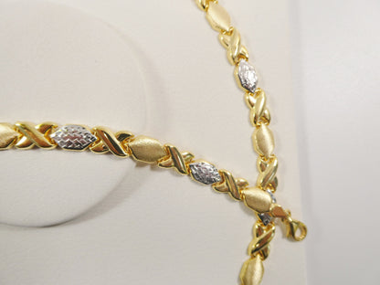 Sterling Silver XOXO Necklace Bracelet Set - 14k Gold Finish