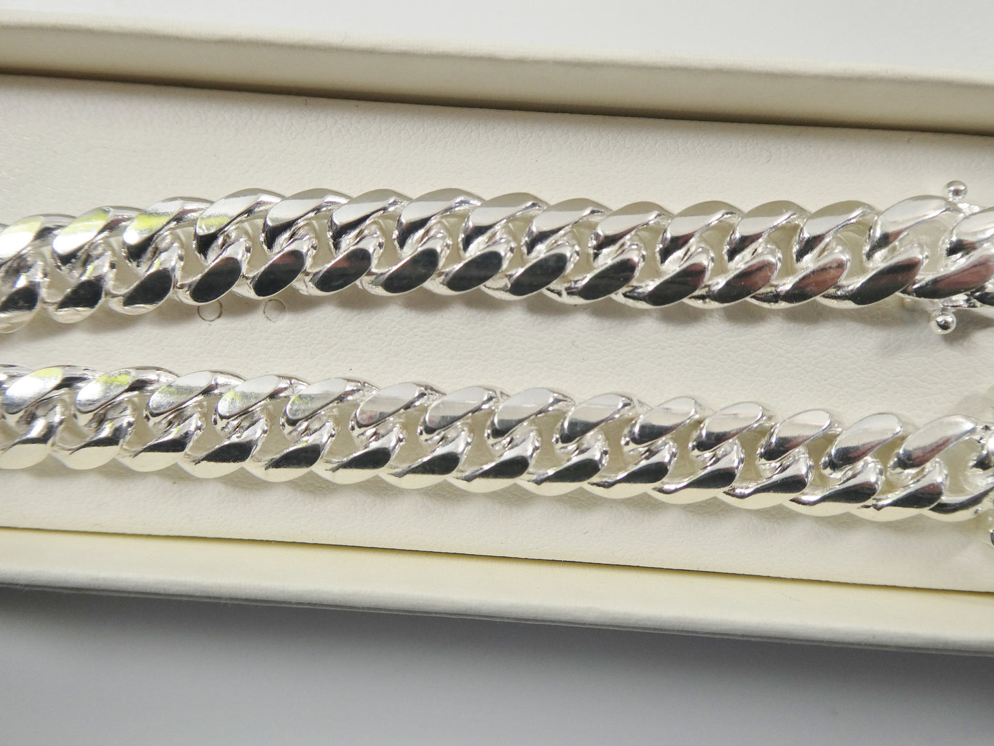 9mm real Miami link solid 925 sterling silver men bracelet safety box lock