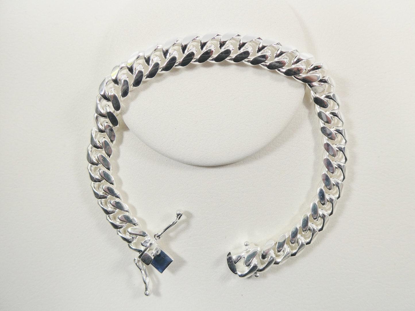 10mm real Miami link solid 925 sterling silver men bracelet safety box lock