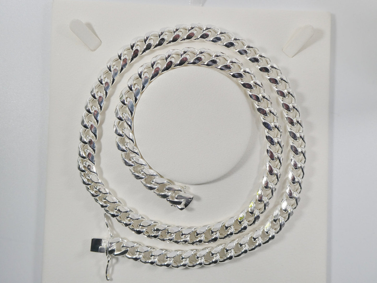 Sterling Silver Miami Link Chain: 10mm, 26 Inch Box Lock