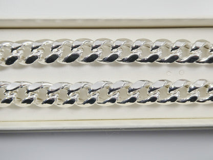 Sterling Silver Miami Link Chain: 10mm, 26 Inch Box Lock