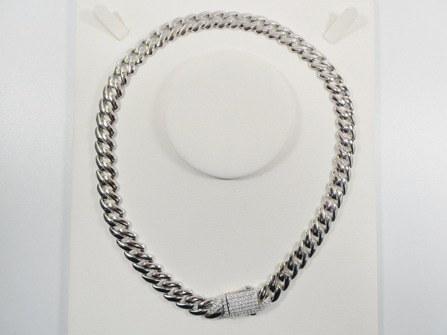 11mm real 925 sterling silver Monaco style bracelet and necklace 14k white gold finish