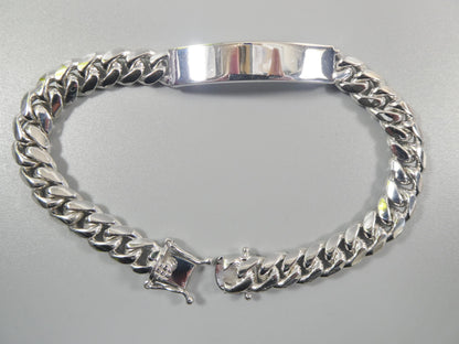925 Sterling Silver Miami ID Bracelet - 14k White Gold Finish