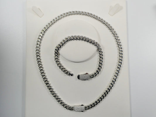 real 925 sterling silver 7mm solid Monaco style 14k white gold color finish