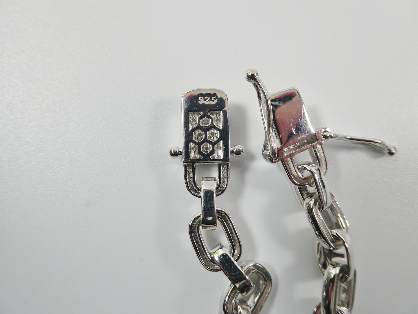 Sterling Silver Paperclip Bracelet: 14k White Gold Finish, Cubic Zirconia