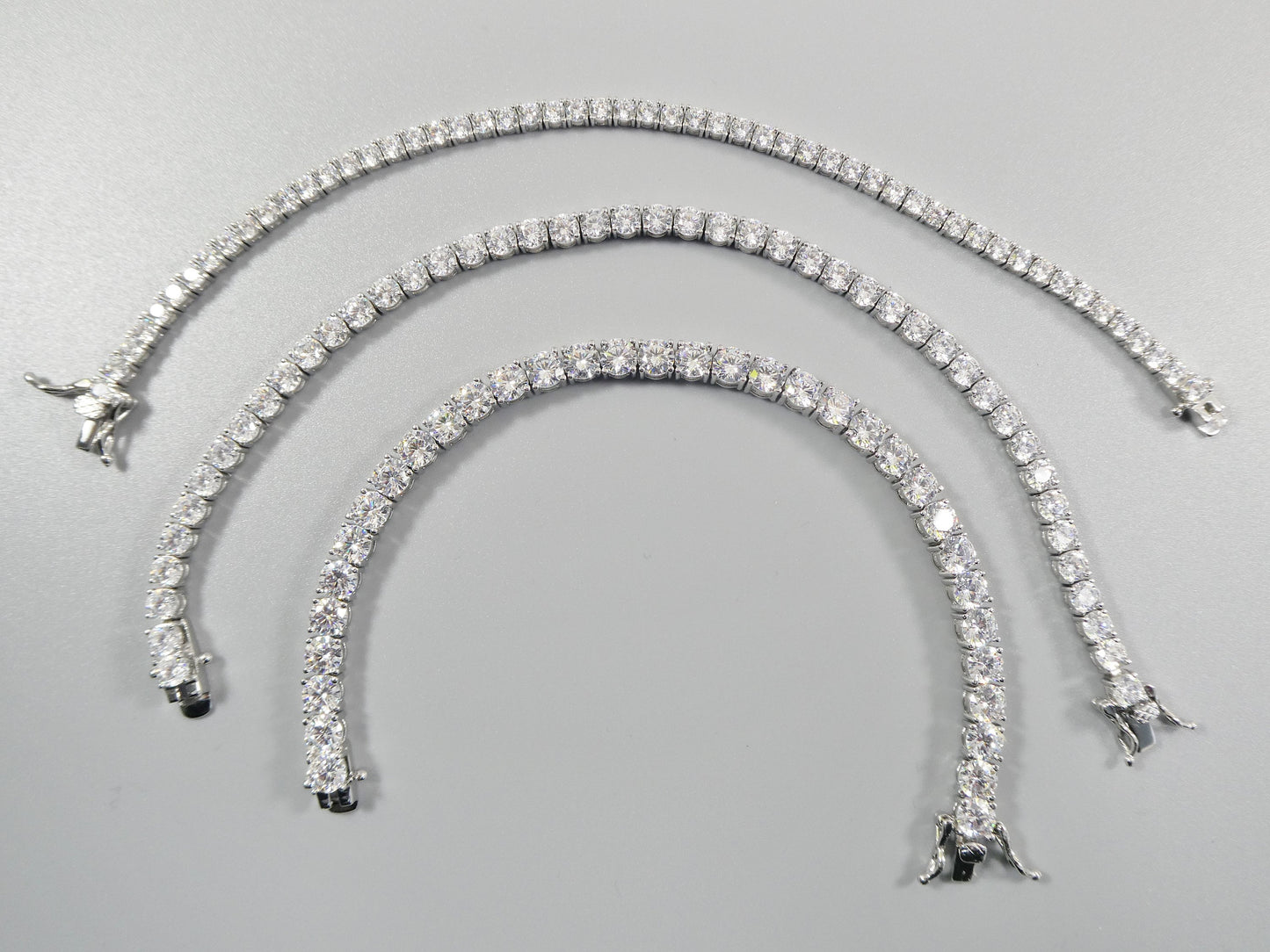 real 925 sterling silver tennis bracelet 3mm / 4mm / 5mm white gold finish
