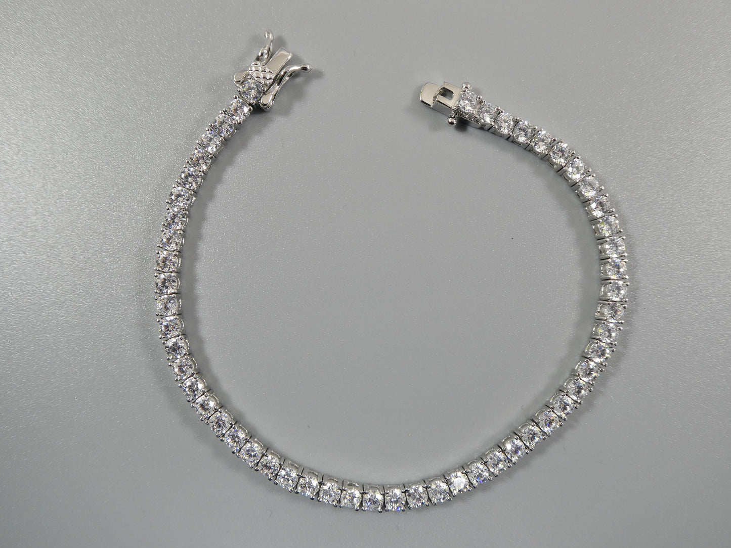 real 925 sterling silver tennis bracelet 3mm / 4mm / 5mm white gold finish