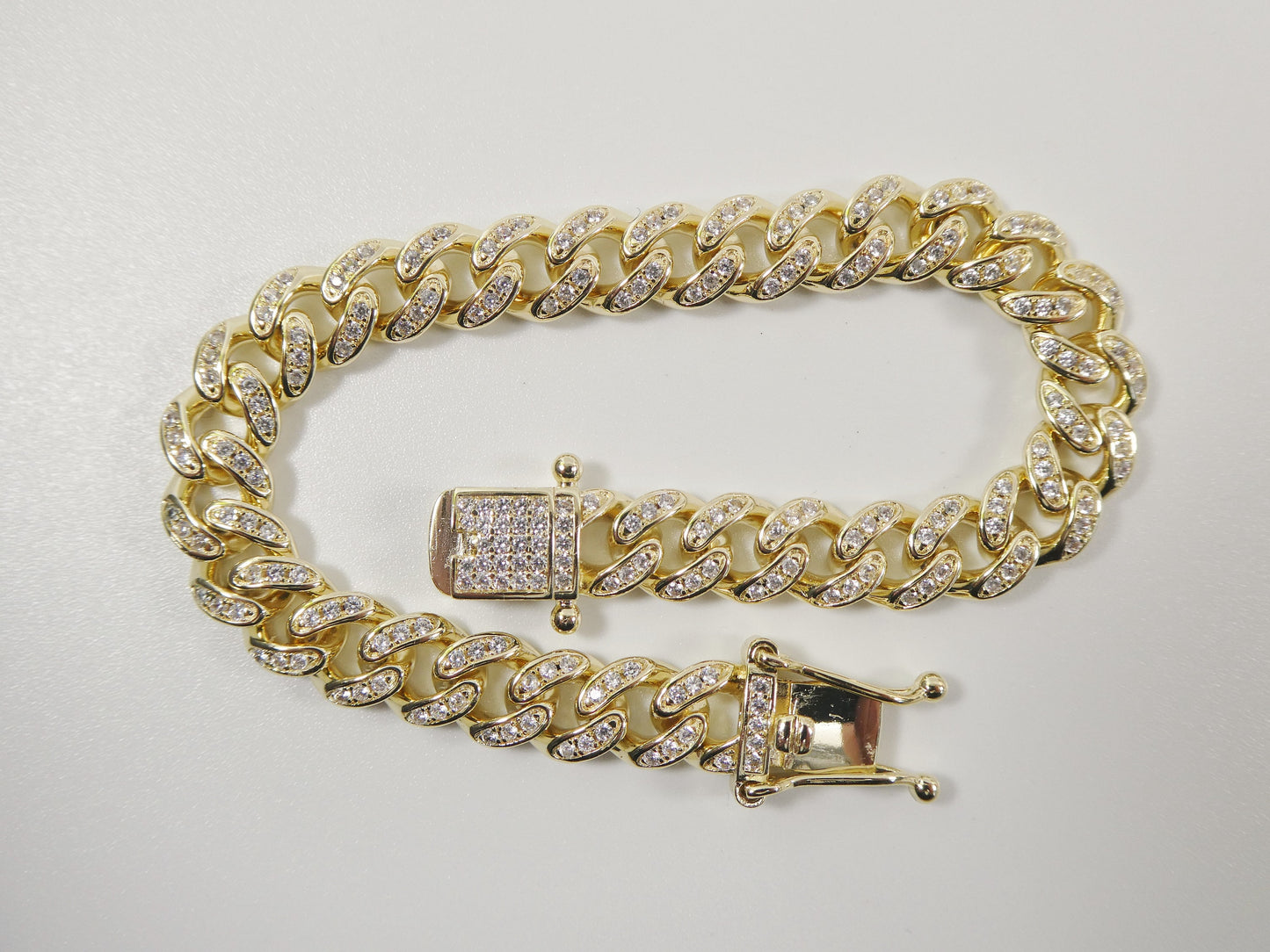 18k yellow gold filled 8mm full stone prong setting bracelet 7" 8" length
