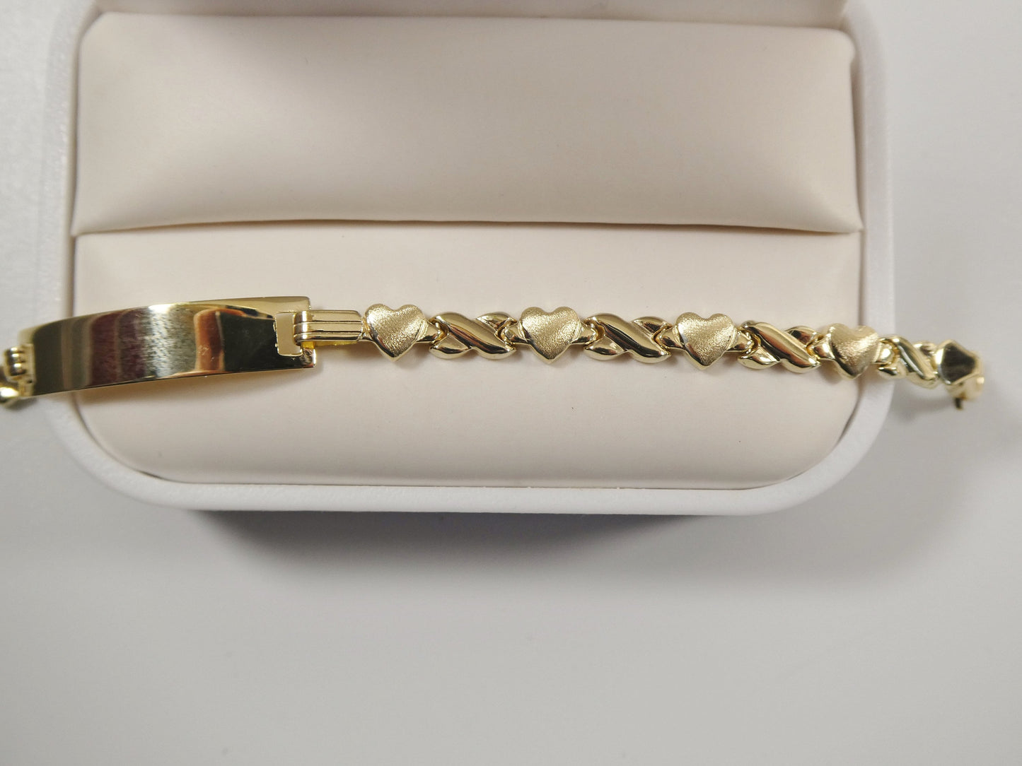14k real solid yellow gold xox heart 6 inch baby id bracelet