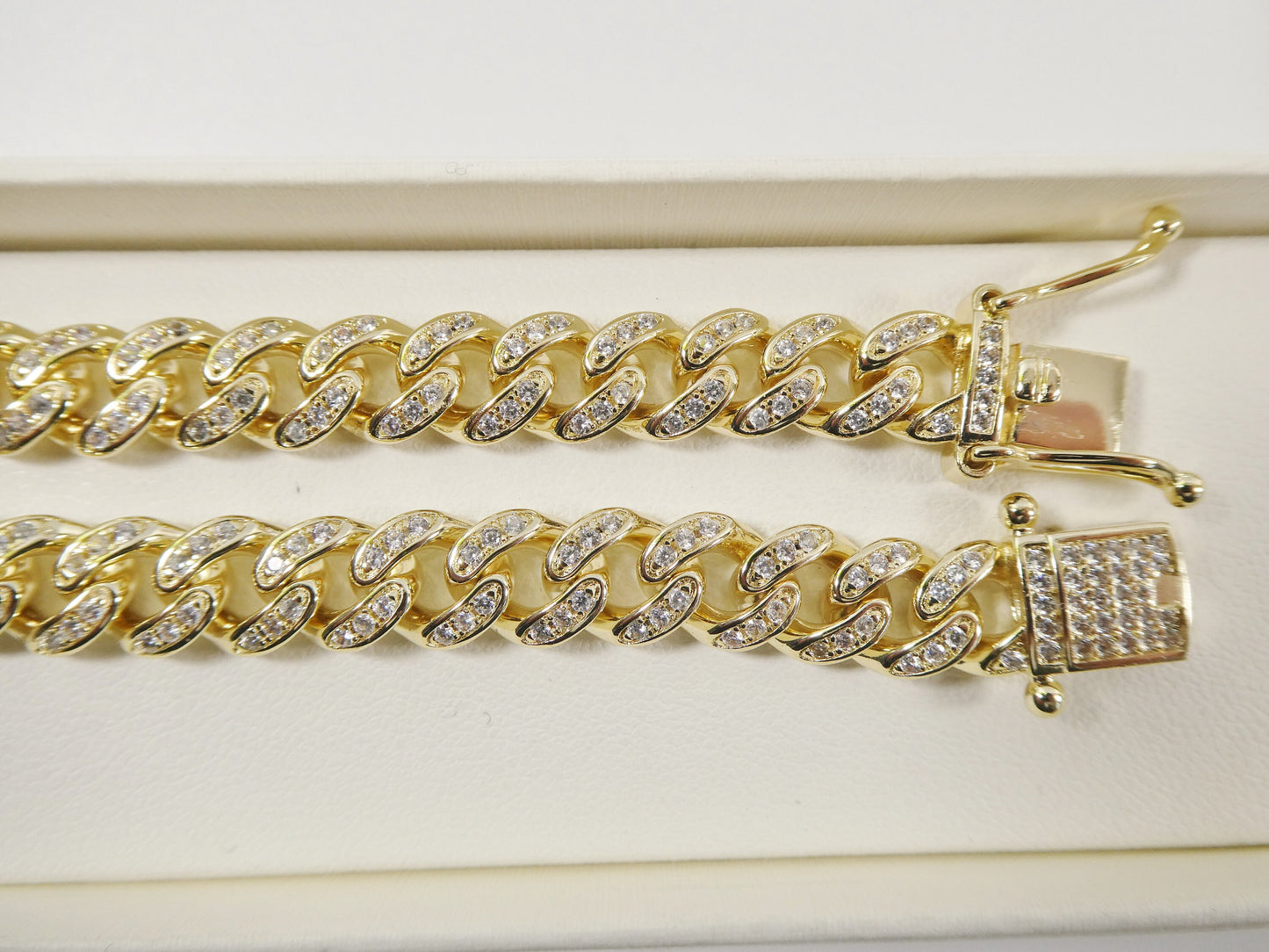 18k yellow gold filled 8mm full stone prong setting bracelet 7" 8" length