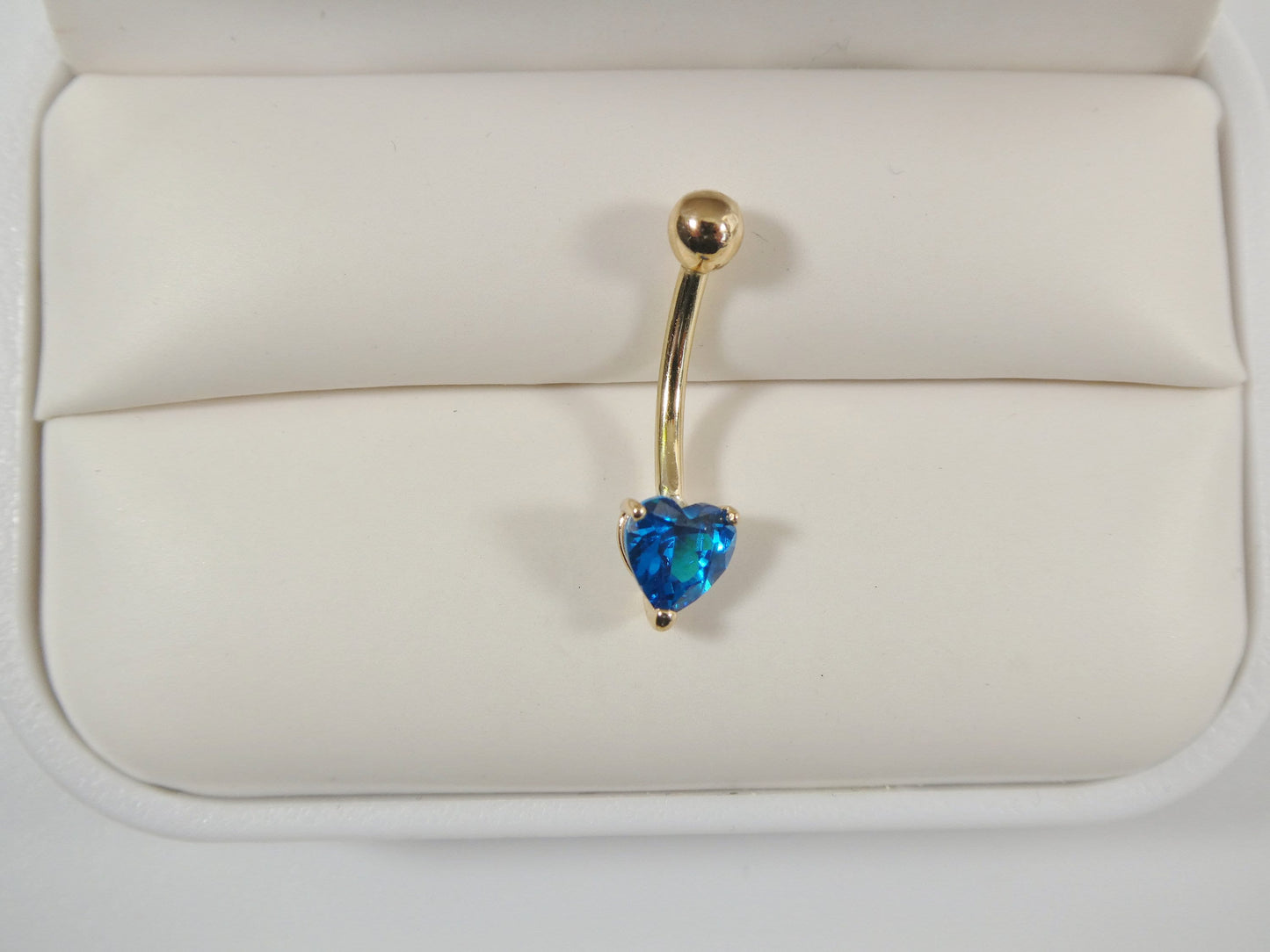 14k real solid yellow gold heart color belly ring