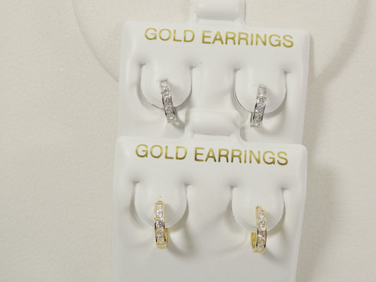 real 10k solid yellow gold small 9mm prong setting huggie hoop earrings