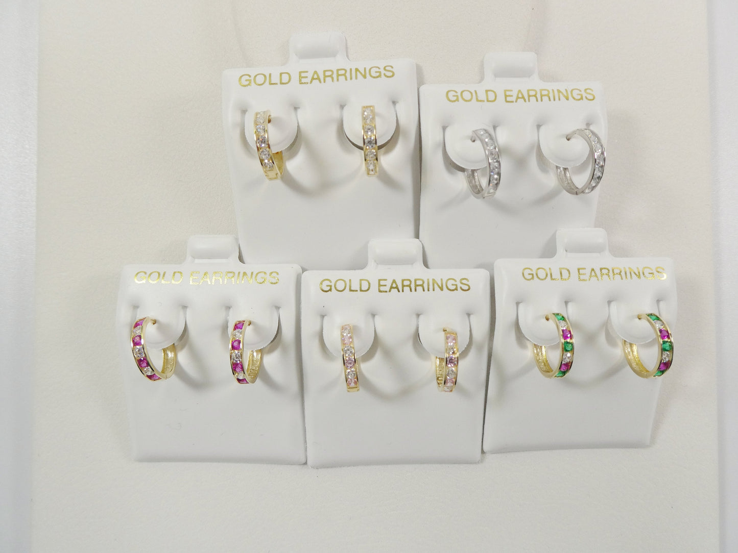 real 10k solid yellow gold 13mm prong setting huggie hoop earrings