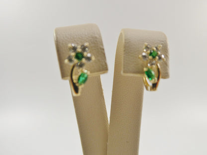 Real 10k Solid Yellow Gold Birthstone Color Flower French Back Earrings