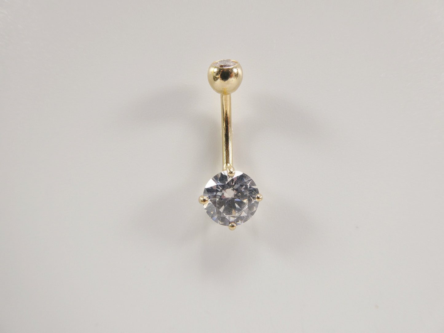 14k real solid yellow gold 8mm stone dangling belly button ring piercing