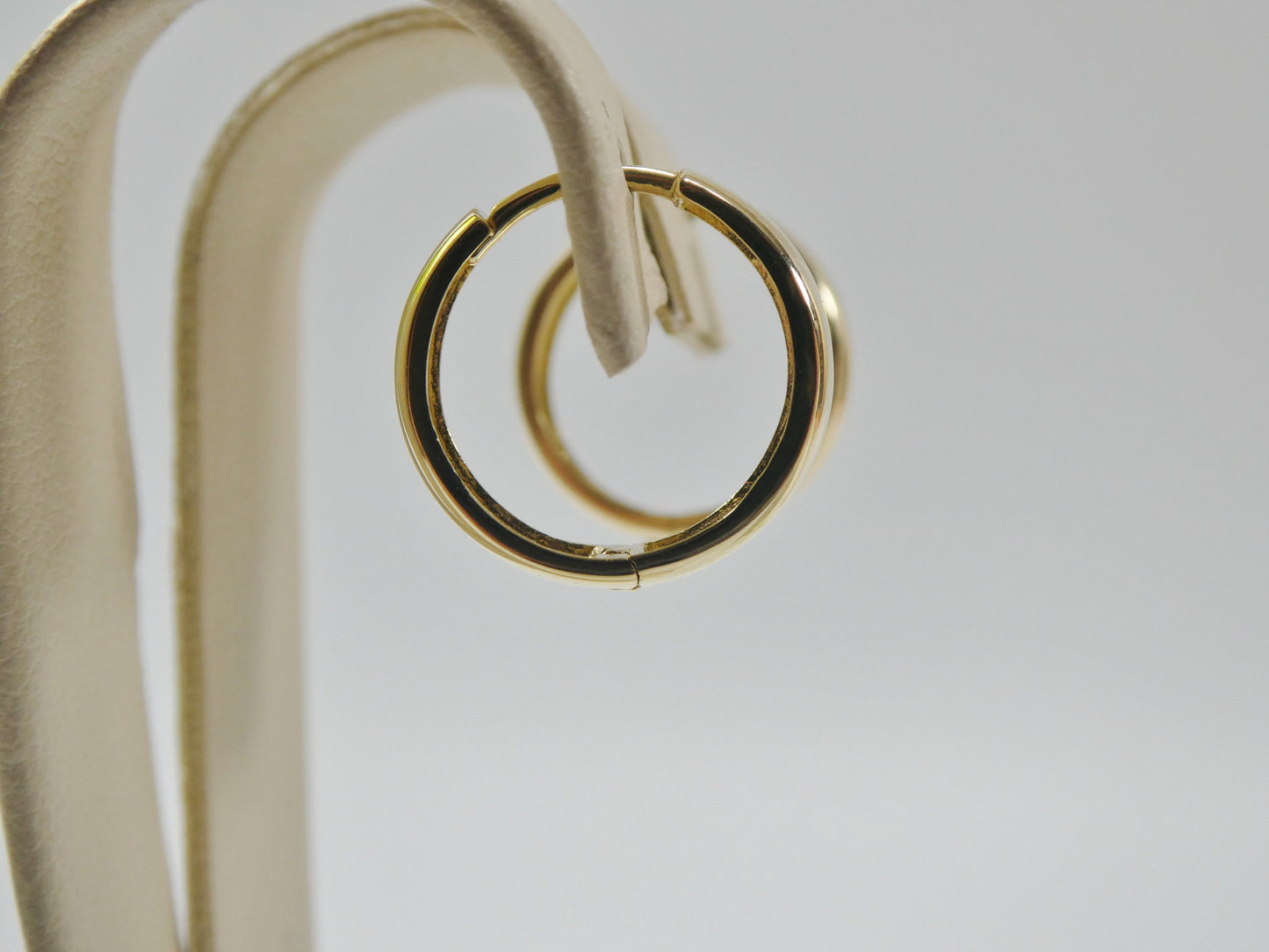 Real 10k Solid Yellow Gold 15mm High Polish Plain Large Hoop Huggie Earrings