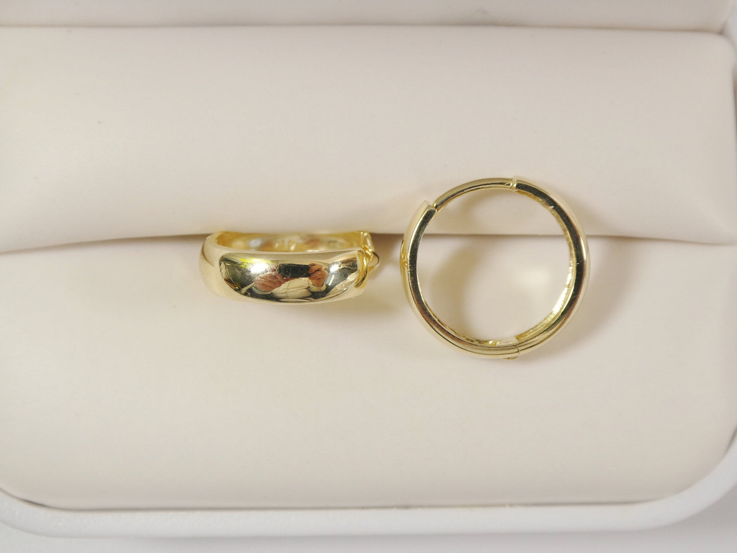 Real 10k Solid Yellow Gold 15mm High Polish Plain Large Hoop Huggie Earrings