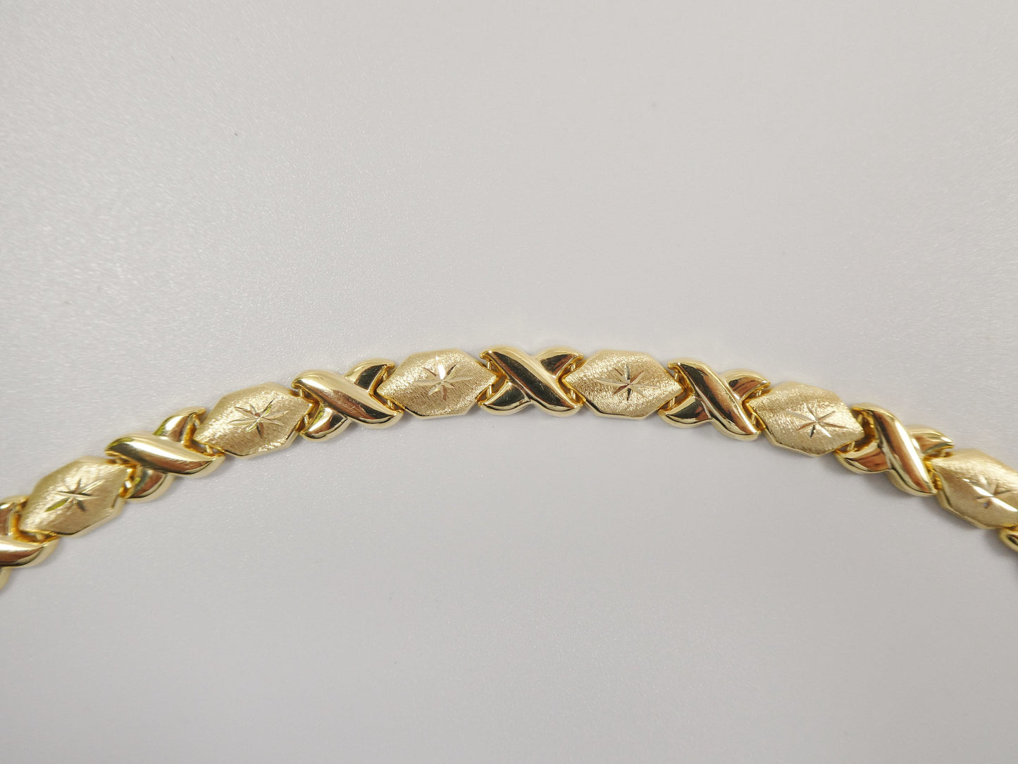 Sterling Silver XOXO Anklet: 14K Yellow Gold Finish, 10 inch