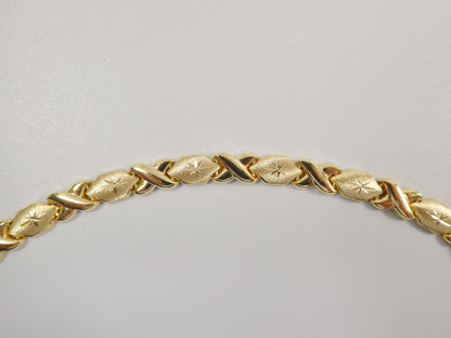 Sterling Silver XOXO Anklet: 14K Yellow Gold Finish, 10 inch