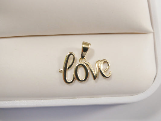 women's 14k real solid yellow gold love world charm
