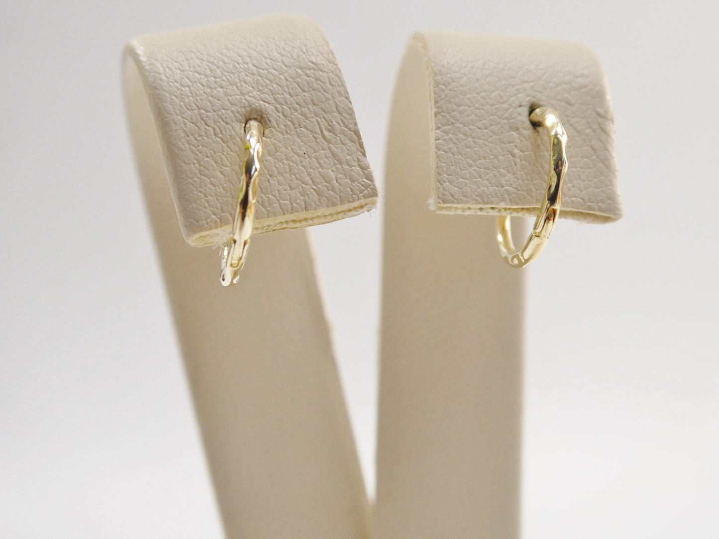 Solid Yellow Gold Diamond Cut Hoop Earrings, Hidden Lock Clasp