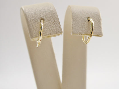 Solid Yellow Gold Diamond Cut Hoop Earrings, Hidden Lock Clasp