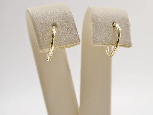 Solid Yellow Gold Diamond Cut Hoop Earrings, Hidden Lock Clasp