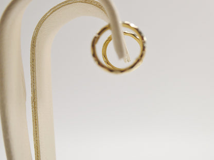 Solid Yellow Gold Diamond Cut Hoop Earrings, Hidden Lock Clasp