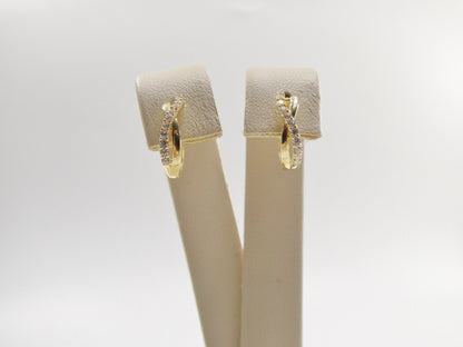 Real 10k Solid Yellow Gold XO Style Huggie Hoop Earrings