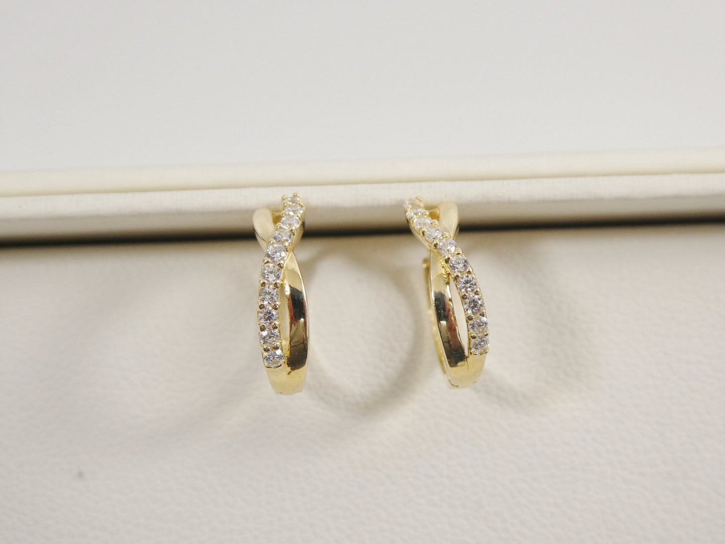 Real 10k Solid Yellow Gold XO Style Huggie Hoop Earrings