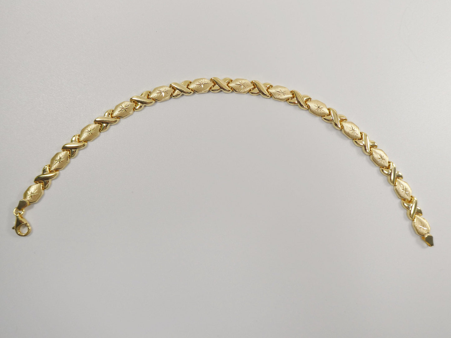 Sterling Silver XOXO Anklet: 14K Yellow Gold Finish, 10 inch