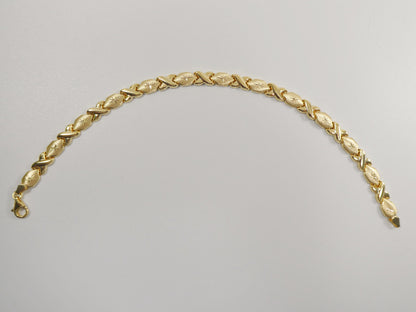 Sterling Silver XOXO Anklet: 14K Yellow Gold Finish, 10 inch