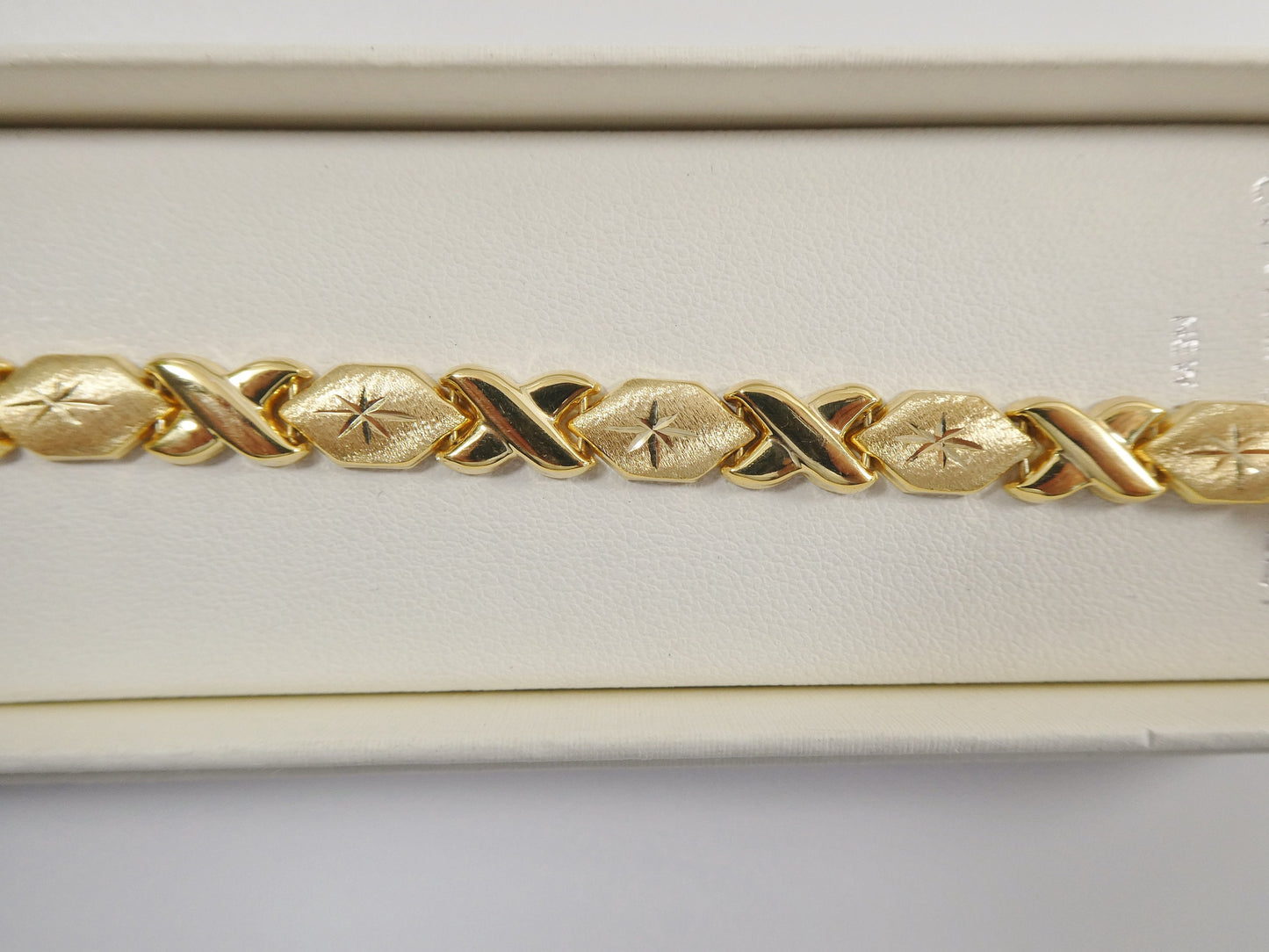 Sterling Silver XOXO Anklet: 14K Yellow Gold Finish, 10 inch